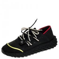 Pre Owned Giuseppe Zanotti Black Leather and Mesh Urchin Sneaker Size 43