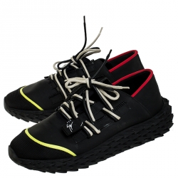 Pre Owned Giuseppe Zanotti Black Leather and Mesh Urchin Sneaker Size 43