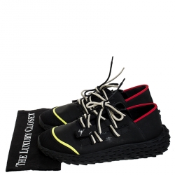 Pre Owned Giuseppe Zanotti Black Leather and Mesh Urchin Sneaker Size 43