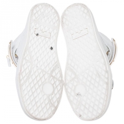Pre Owned Giuseppe Zanotti White/Gold Leather Coby High Top Sneakers Size 44