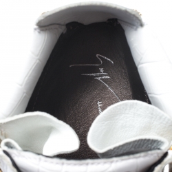 Pre Owned Giuseppe Zanotti White/Gold Leather Coby High Top Sneakers Size 44