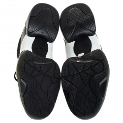 Giuseppe Zanotti Black/White Leather And Knit Fabric Light Jump Sneakers Size 43.5