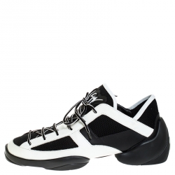 Giuseppe Zanotti Black/White Leather And Knit Fabric Light Jump Sneakers Size 43.5