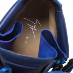 Giuseppe Zanotti Blue Leather Coby High Top Sneakers Size 44.5