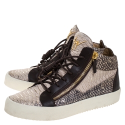 Giuseppe Zanotti Multicolor Python Embossed Leather May London High Top Sneakers Size 43