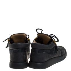 Giuseppe Zanotti Black Camo Nylon And Nubuck Mid Top Sneakers Size 42