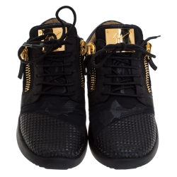 Giuseppe Zanotti Black Camo Nylon And Nubuck Mid Top Sneakers Size 42