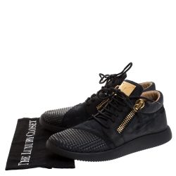 Giuseppe Zanotti Black Camo Nylon And Nubuck Mid Top Sneakers Size 42