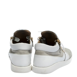 Pre Owned Giuseppe Zanotti White Suede And Leather Double Chain Low Top Sneakers Size 44