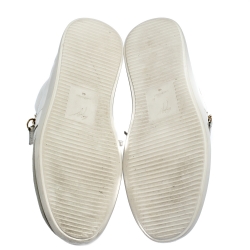 Pre Owned Giuseppe Zanotti White Suede And Leather Double Chain Low Top Sneakers Size 44