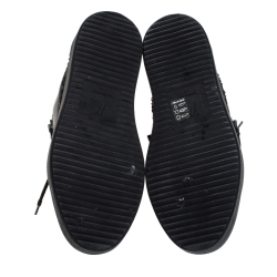 Pre Owned Giuseppe Zanotti Black Studded Rubber And Leather May London Slip On Sneakers Size 41.5