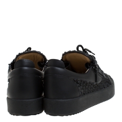 Pre Owned Giuseppe Zanotti Black Studded Rubber And Leather May London Slip On Sneakers Size 41.5