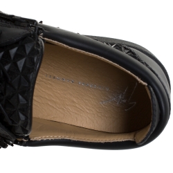 Pre Owned Giuseppe Zanotti Black Studded Rubber And Leather May London Slip On Sneakers Size 41.5
