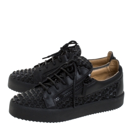 Pre Owned Giuseppe Zanotti Black Studded Rubber And Leather May London Slip On Sneakers Size 41.5