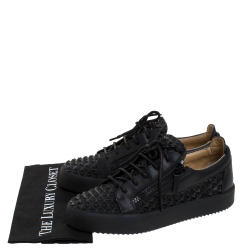 Pre Owned Giuseppe Zanotti Black Studded Rubber And Leather May London Slip On Sneakers Size 41.5