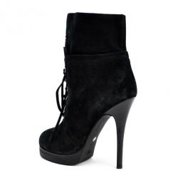 Pre Owned Giuseppe Zanotti Black Suede Lace Up Ankle Boots