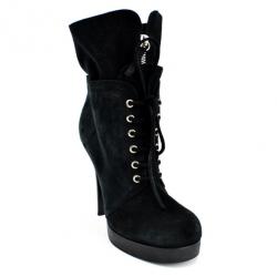 Pre Owned Giuseppe Zanotti Black Suede Lace Up Ankle Boots