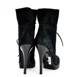 Pre Owned Giuseppe Zanotti Black Suede Lace Up Ankle Boots