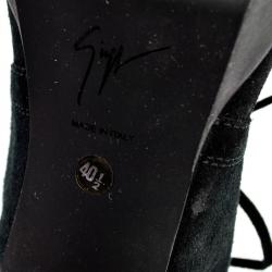 Pre Owned Giuseppe Zanotti Black Suede Lace Up Ankle Boots