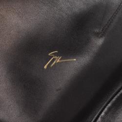 Pre Owned Giuseppe Zanotti Brown Tortoise Print Patent Platform Knee Length Boots Size 37