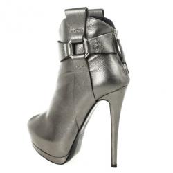 Pre Owned Giuseppe Zanotti Grey Metallic Platform Ankle Boots Size 36