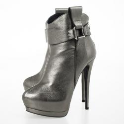 Pre Owned Giuseppe Zanotti Grey Metallic Platform Ankle Boots Size 36