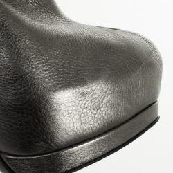 Pre Owned Giuseppe Zanotti Grey Metallic Platform Ankle Boots Size 36