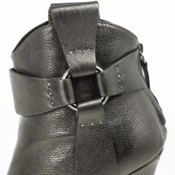 Pre Owned Giuseppe Zanotti Grey Metallic Platform Ankle Boots Size 36