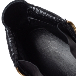 Pre Owned Giuseppe Zanotti Black Croc Embossed Leather Double Zip High Top Sneakers Size 41