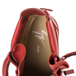 Pre Owned Giuseppe Zanotti Red Leather Lorenz High Top Sneakers Size 43