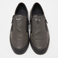 Pre Owned Giuseppe Zanotti Black Studded Leather Eve Slip On Sneakers Size 43