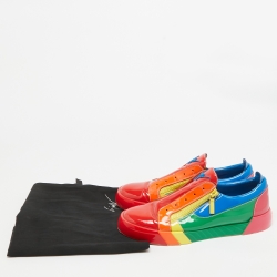 Pre Owned Giuseppe Zanotti Rainbow Patent Leather Low Top Sneakers Size 45 