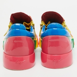 Pre Owned Giuseppe Zanotti Rainbow Patent Leather Low Top Sneakers Size 45 