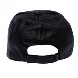 Pre Owned Givenchy Black Logo Embroidered Leather Cap One Size