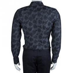 Givenchy Grey Printed Long Sleeve Buttondown Cotton Shirt M