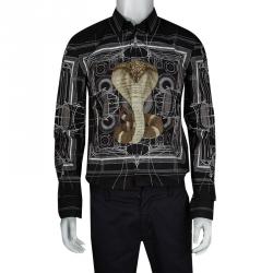 Givenchy Black Cotton Berlin Cobra Print Long Sleeve Button Front Shirt M