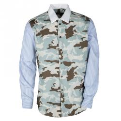 Givenchy Multicolor Camouflage Print Striped Long Sleeve Shirt XL