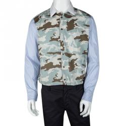 Givenchy Multicolor Camouflage Print Striped Long Sleeve Shirt XL
