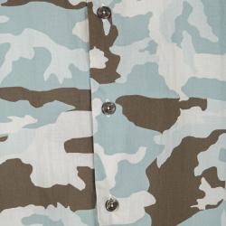 Givenchy Multicolor Camouflage Print Striped Long Sleeve Shirt XL