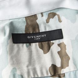 Givenchy Multicolor Camouflage Print Striped Long Sleeve Shirt XL