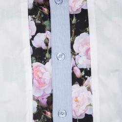 Pre Owned قميص جيفنشي أكمام طويلة تفاصيل قصات طباعة زهور مغايرة قطن أزرق XL