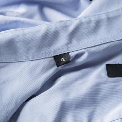 Pre Owned قميص جيفنشي أكمام طويلة تفاصيل قصات طباعة زهور مغايرة قطن أزرق XL