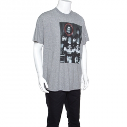 مملوكة مسبقًا Givenchy Grey Photo Printed Cotton Crew Neck T-Shirt M