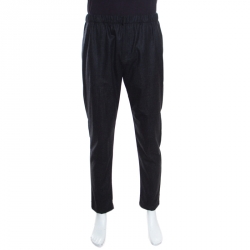Givenchy Dark Grey Wool Elasticized Waist Zip Detail Pants XL