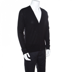 Givenchy Black Wool Long Sleeve Button Front Cardigan L