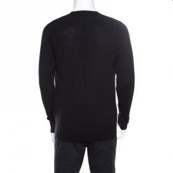 Givenchy Black Wool Long Sleeve Button Front Cardigan L