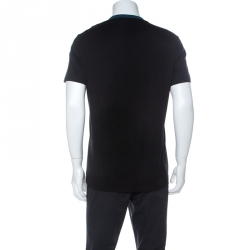 Pre Owned Givenchy Black Cotton Contrast Trim Logo Embroidered Slim Fit T-Shirt L