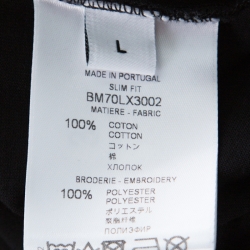 Pre Owned Givenchy Black Cotton Contrast Trim Logo Embroidered Slim Fit T-Shirt L