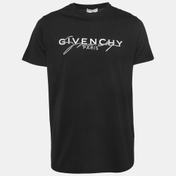 Pre Owned Givenchy Black Degrade Signature Cotton Regular-Fit T-Shirt S