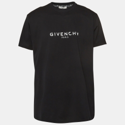 Pre Owned Givenchy Black Logo Printed Cotton Oversized Fit T-Shirt M